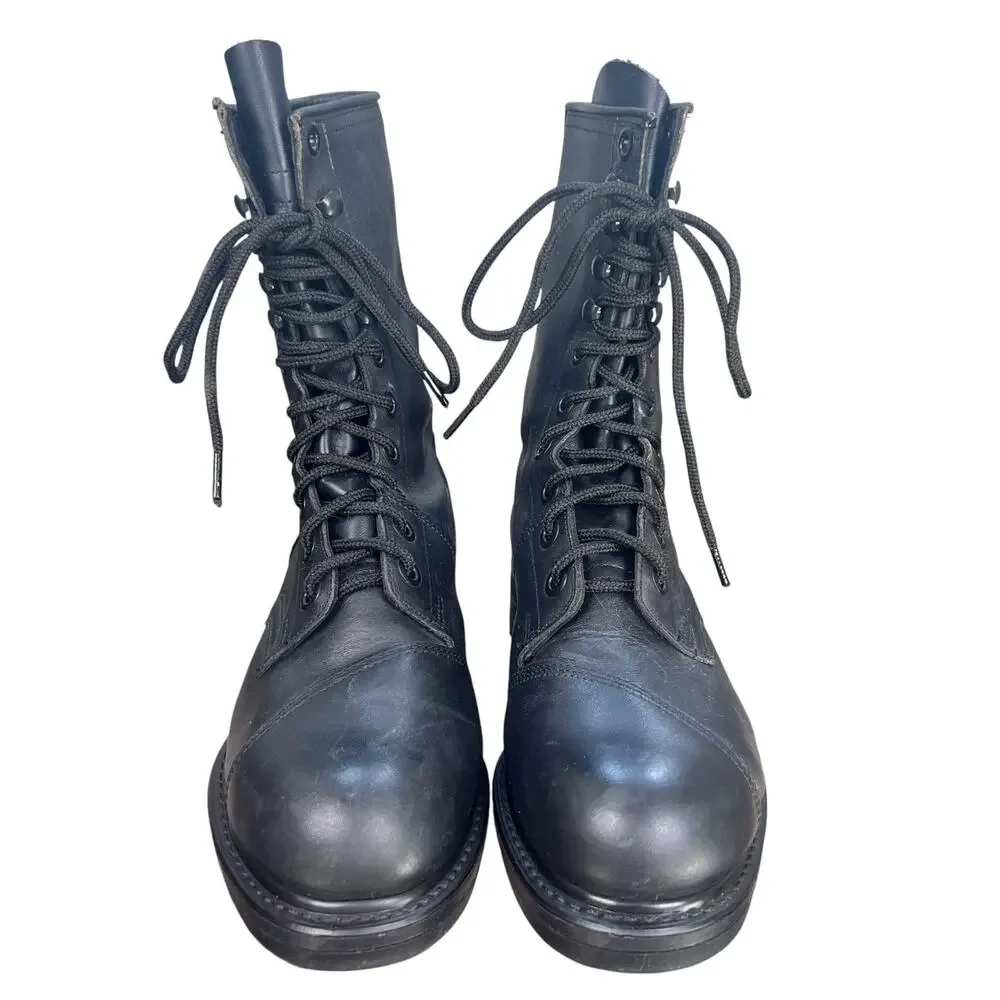 Vintage Biltrite Black Leather Steel Toe Combat Boots Size 8.5 R
